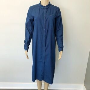STUDIO ONLY Oversized Minimalist Navy Loose Fit Long Sleeves Maxi Shirt Dress.